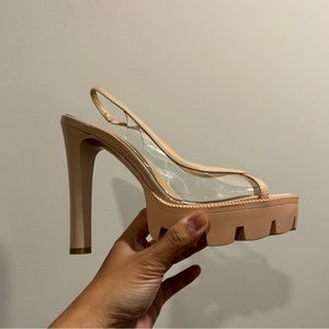 Beige Clear Peep Toe Heels Sandals NWOT